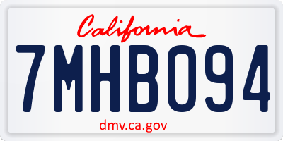 CA license plate 7MHB094