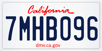 CA license plate 7MHB096