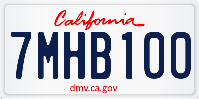 CA license plate 7MHB100