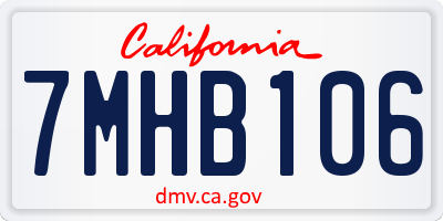 CA license plate 7MHB106