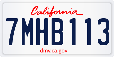 CA license plate 7MHB113