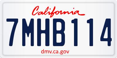 CA license plate 7MHB114