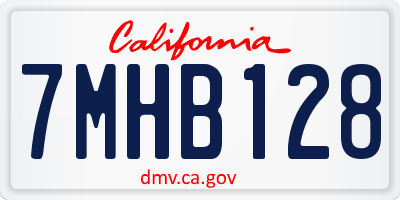 CA license plate 7MHB128
