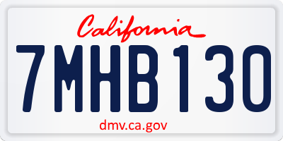 CA license plate 7MHB130