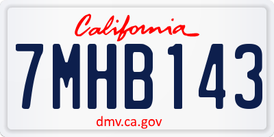 CA license plate 7MHB143