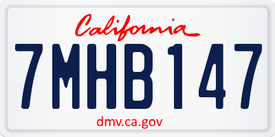 CA license plate 7MHB147