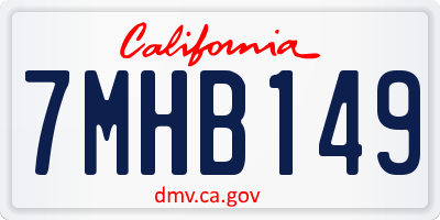 CA license plate 7MHB149