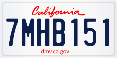 CA license plate 7MHB151