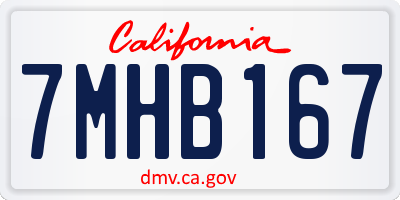 CA license plate 7MHB167