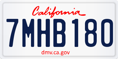 CA license plate 7MHB180