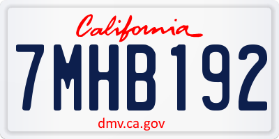 CA license plate 7MHB192