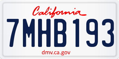 CA license plate 7MHB193