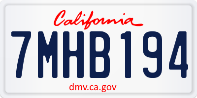 CA license plate 7MHB194