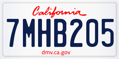 CA license plate 7MHB205
