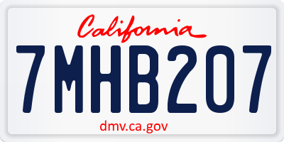 CA license plate 7MHB207