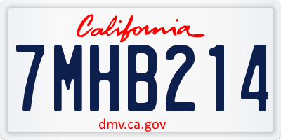 CA license plate 7MHB214