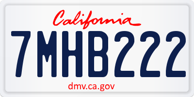 CA license plate 7MHB222