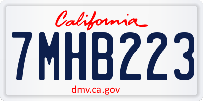 CA license plate 7MHB223
