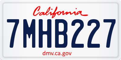 CA license plate 7MHB227