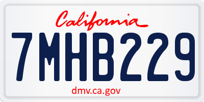 CA license plate 7MHB229