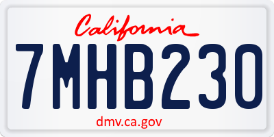 CA license plate 7MHB230