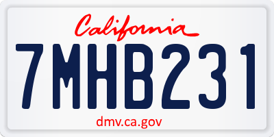 CA license plate 7MHB231