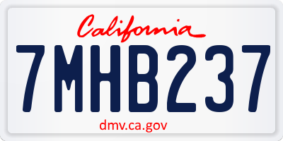CA license plate 7MHB237