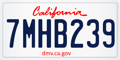 CA license plate 7MHB239