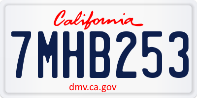 CA license plate 7MHB253