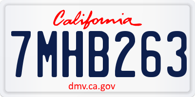 CA license plate 7MHB263