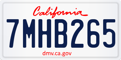 CA license plate 7MHB265