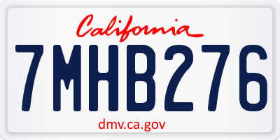 CA license plate 7MHB276