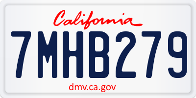 CA license plate 7MHB279