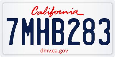 CA license plate 7MHB283