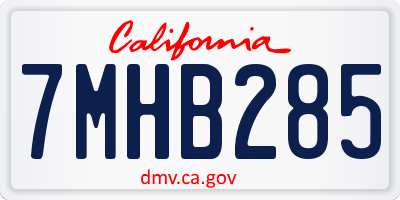 CA license plate 7MHB285