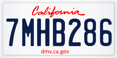 CA license plate 7MHB286