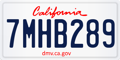 CA license plate 7MHB289