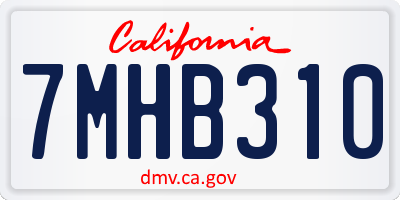 CA license plate 7MHB310