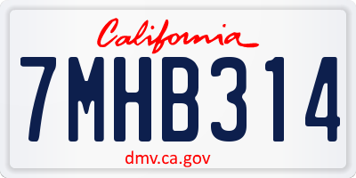 CA license plate 7MHB314