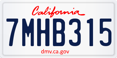 CA license plate 7MHB315