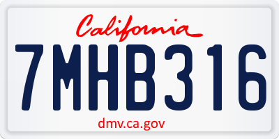 CA license plate 7MHB316