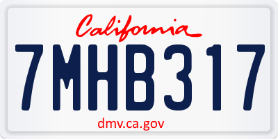 CA license plate 7MHB317