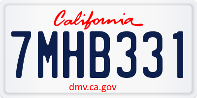 CA license plate 7MHB331