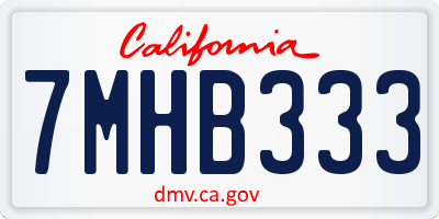CA license plate 7MHB333