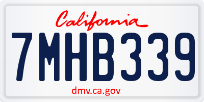 CA license plate 7MHB339