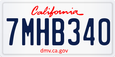 CA license plate 7MHB340