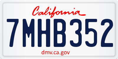 CA license plate 7MHB352