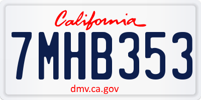 CA license plate 7MHB353