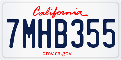 CA license plate 7MHB355