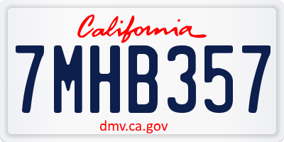 CA license plate 7MHB357